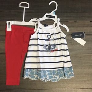 Nautical nautical baby girls tank/ leggings set